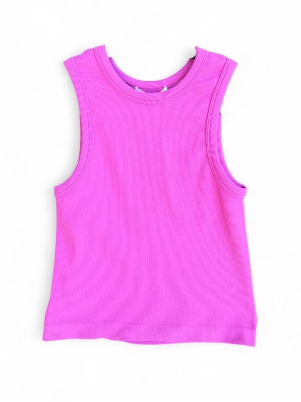 Ribbed Spandex Like Tank Top in Hot Pink - Brand is Happily Grey